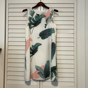 White tropical print dress